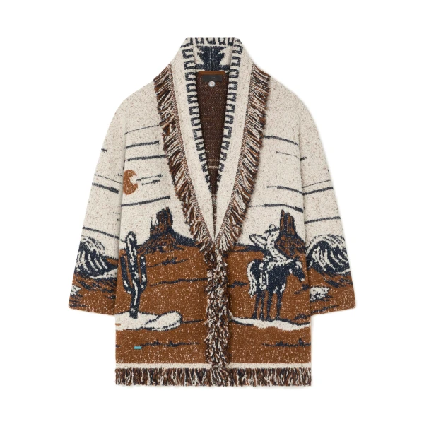 Alanui Riding The Waves Cardigan in Canvas and Tabacco