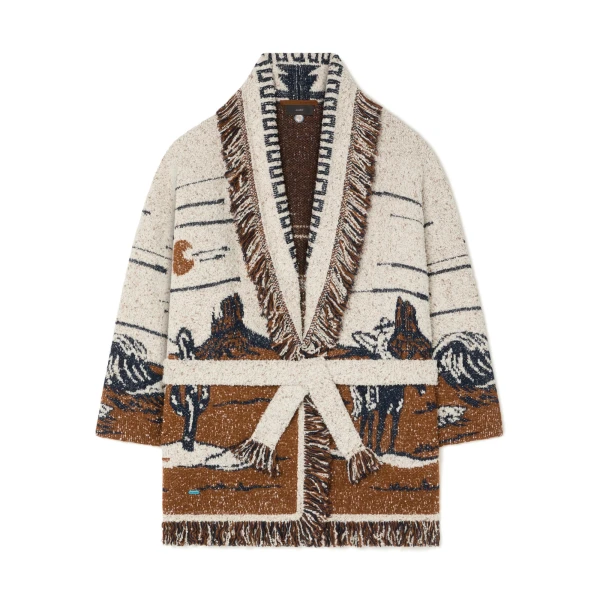 Alanui Riding The Waves Cardigan in Canvas and Tabacco