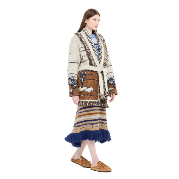 Alanui Riding The Waves Cardigan in Canvas and Tabacco
