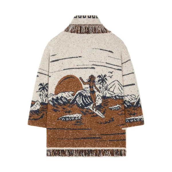Alanui Riding The Waves Cardigan in Canvas and Tabacco | Cardigan | Coveti