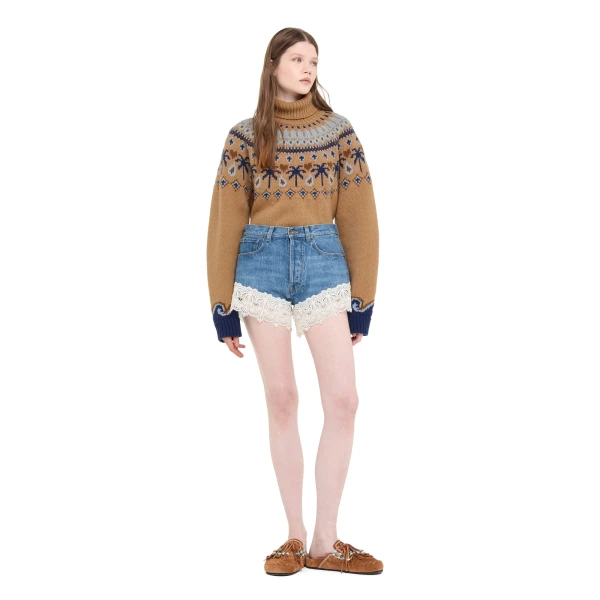 Alanui Romance Denim Shorts in Medium Wash