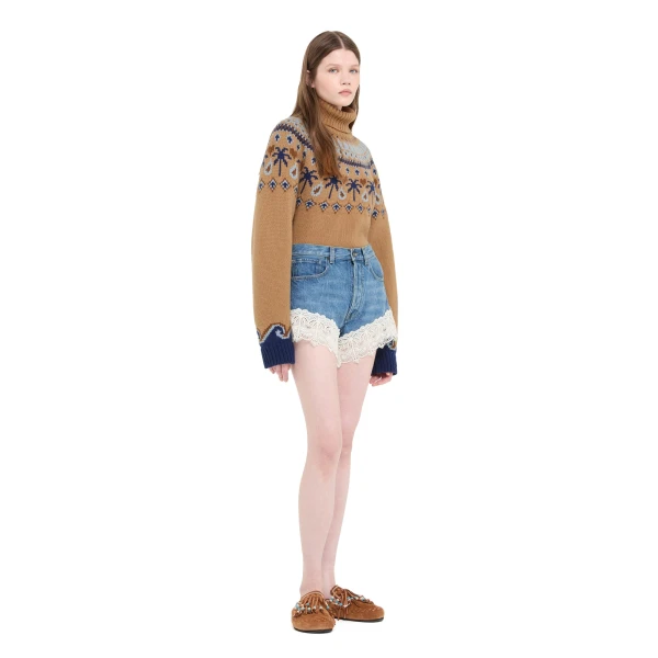 Alanui Romance Denim Shorts in Medium Wash