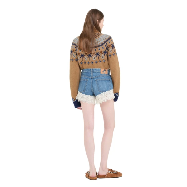 Alanui Romance Denim Shorts in Medium Wash
