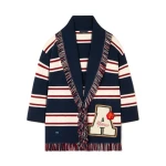 Alanui Rugby Club Cardigan in Midnight Blue Multicolour | Cardigan | Coveti