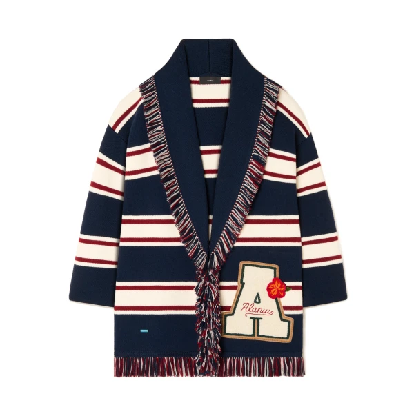 Alanui Rugby Club Cardigan in Midnight Blue Multicolour | Cardigan | Coveti