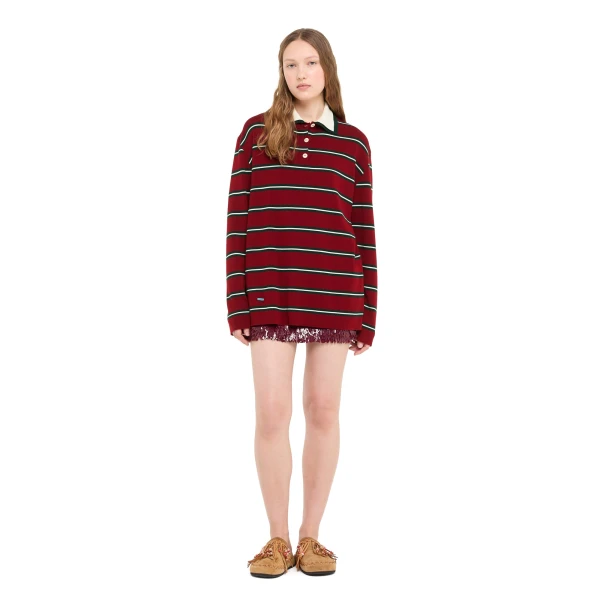 Alanui Rugby Club Double Collar Polo in Russet Red Multicolour