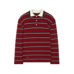 Alanui Rugby Club Double Collar Polo in Russet Red Multicolour | Long Sleeve | Coveti