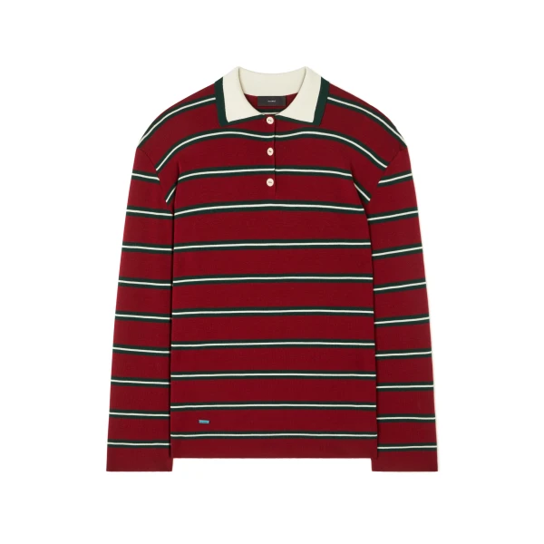 Rugby Club Double Collar Polo in Russet Red Multicolour