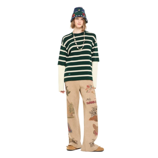 Alanui Rugby Club Double Sleeve Top in Evergreen Multicolour