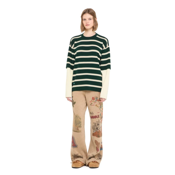 Alanui Rugby Club Double Sleeve Top in Evergreen Multicolour