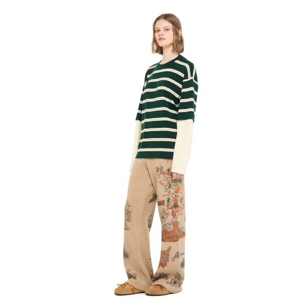 Alanui Rugby Club Double Sleeve Top in Evergreen Multicolour