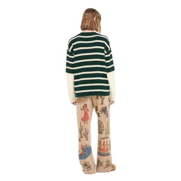 Alanui Rugby Club Double Sleeve Top in Evergreen Multicolour