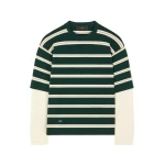 Alanui Rugby Club Double Sleeve Top in Evergreen Multicolour | Long Sleeve | Coveti