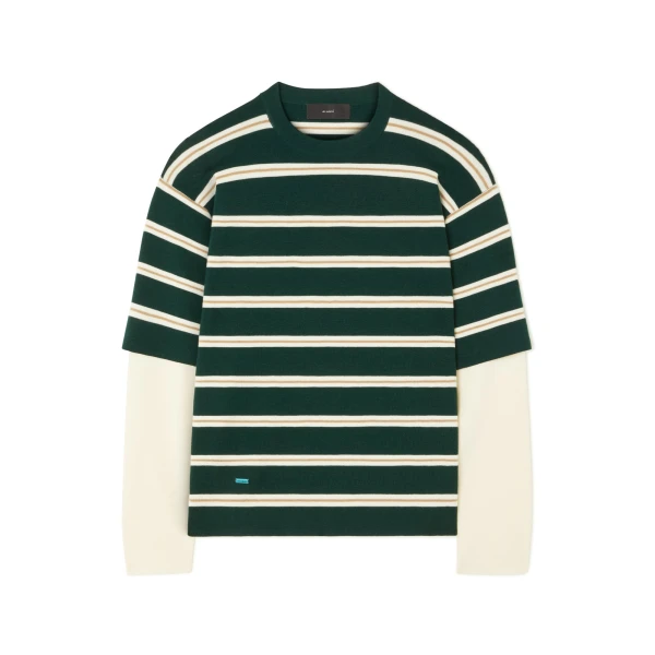 Alanui Rugby Club Double Sleeve Top in Evergreen Multicolour | Long Sleeve | Coveti