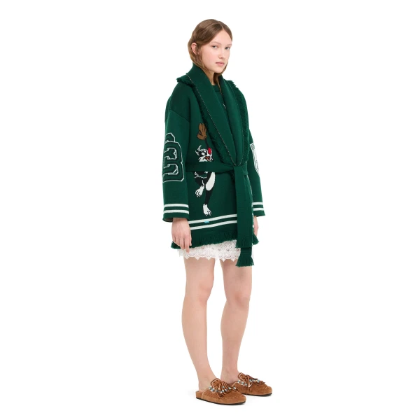 Alanui Sporty Bugs Bunny & Sylvester Cardigan in Evergreen Multicolour