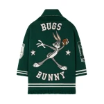 Alanui Sporty Bugs Bunny & Sylvester Cardigan in Evergreen Multicolour | Cardigan | Coveti
