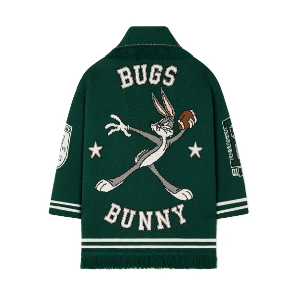 Sporty Bugs Bunny & Sylvester Cardigan in Evergreen Multicolour