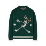 Alanui Sporty Bugs Bunny & Sylvester Sweater in Evergreen Multicolour | Sweaters | Coveti