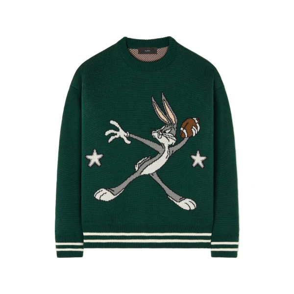 Sporty Bugs Bunny & Sylvester Sweater in Evergreen Multicolour