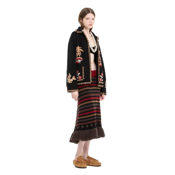 Alanui Sweet Winter Skirt in Black Multicolour