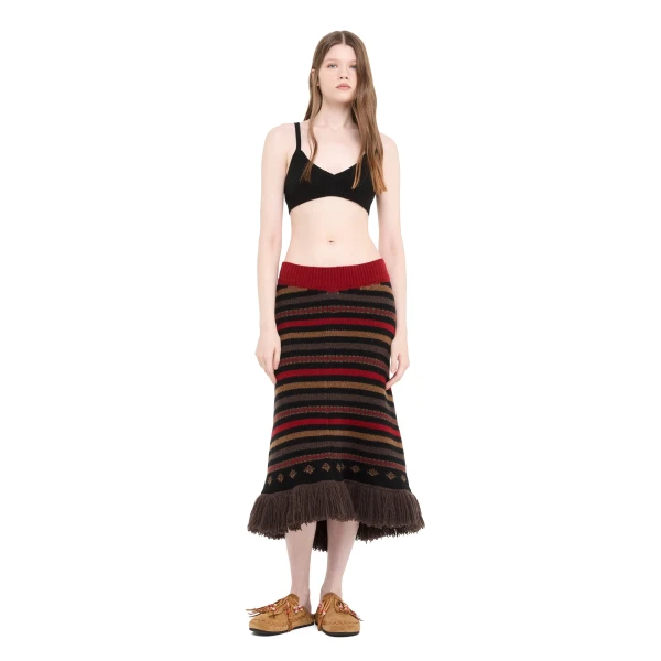 Alanui Sweet Winter Skirt in Black Multicolour
