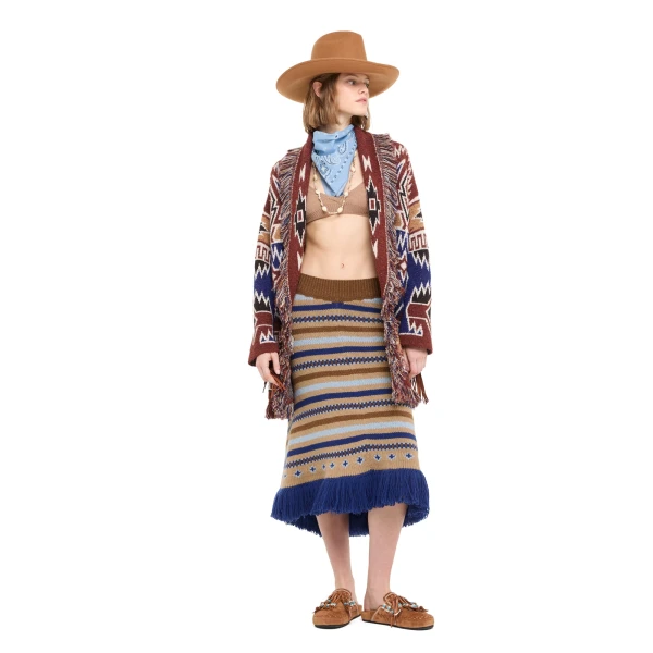 Alanui Sweet Winter Skirt in Camel Multicolour