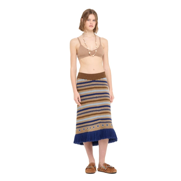 Alanui Sweet Winter Skirt in Camel Multicolour