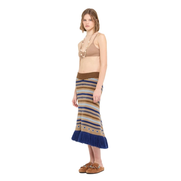 Alanui Sweet Winter Skirt in Camel Multicolour