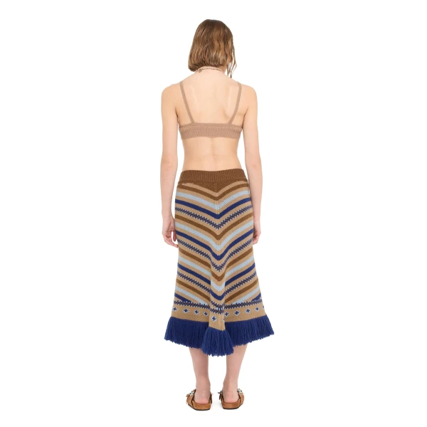 Alanui Sweet Winter Skirt in Camel Multicolour