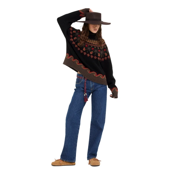 Alanui Sweet Winter Turtleneck in Black Multicolour