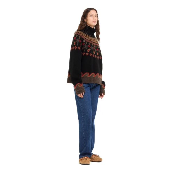Alanui Sweet Winter Turtleneck in Black Multicolour