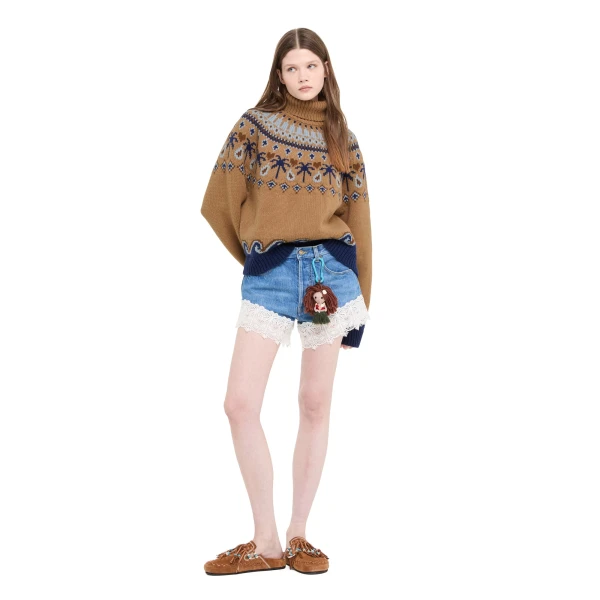 Alanui Sweet Winter Turtleneck in Camel Multicolour
