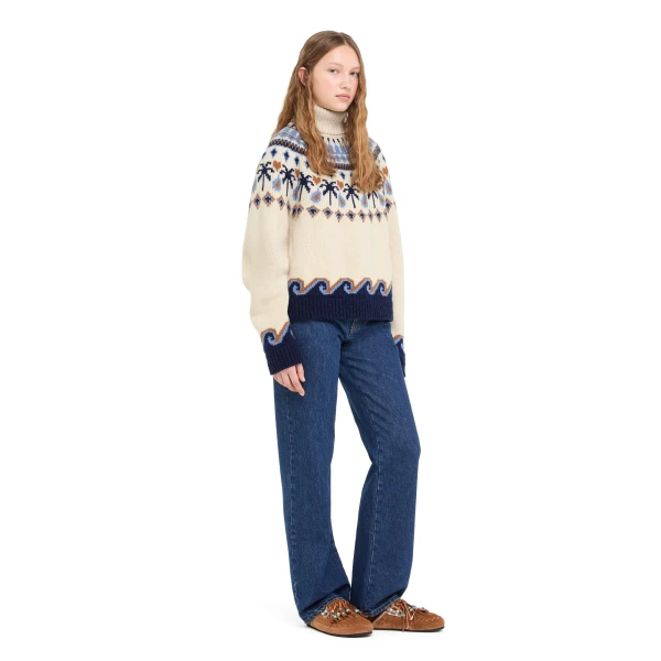 Alanui Sweet Winter Turtleneck in Chalk Multicolour