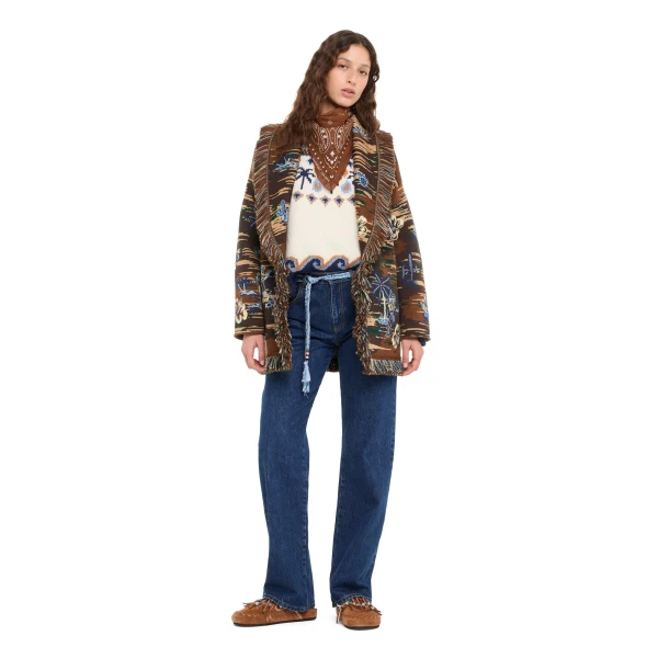 Alanui Tex-Hawaii Roundtrip Cardigan in Coffee Multicolour