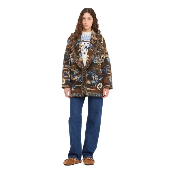 Alanui Tex-Hawaii Roundtrip Cardigan in Coffee Multicolour