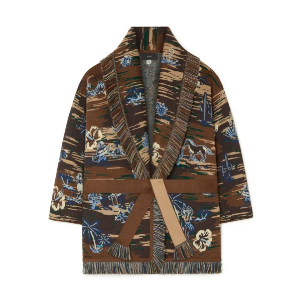 Alanui Tex-Hawaii Roundtrip Cardigan in Coffee Multicolour