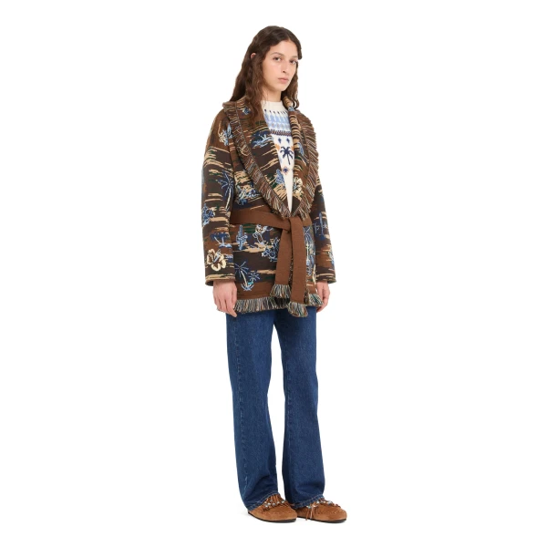 Alanui Tex-Hawaii Roundtrip Cardigan in Coffee Multicolour