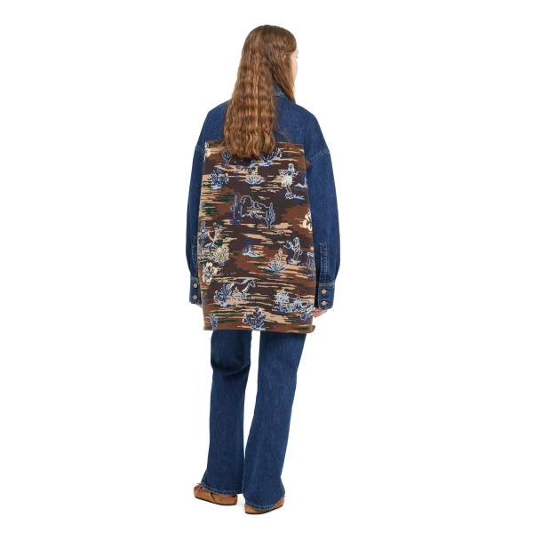 Alanui Tex-Hawaii Roundtrip Denim Overshirt in Medium Wash