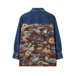 Alanui Tex-Hawaii Roundtrip Denim Overshirt in Medium Wash | Shirts | Coveti