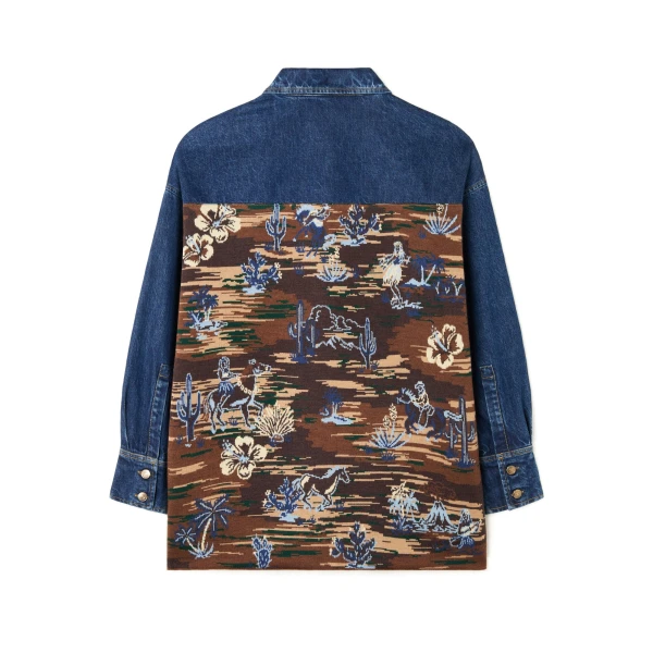 Tex-Hawaii Roundtrip Denim Overshirt in Medium Wash