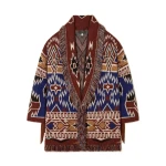 Alanui The Amazing Journey Cardigan in Night Blue and Tabacco | Cardigan | Coveti