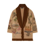 Alanui The Decade Cardigan in Camel and Tabacco | Cardigan | Coveti