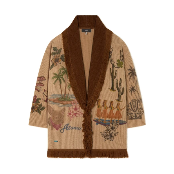 Alanui The Decade Cardigan in Camel and Tabacco | Cardigan | Coveti