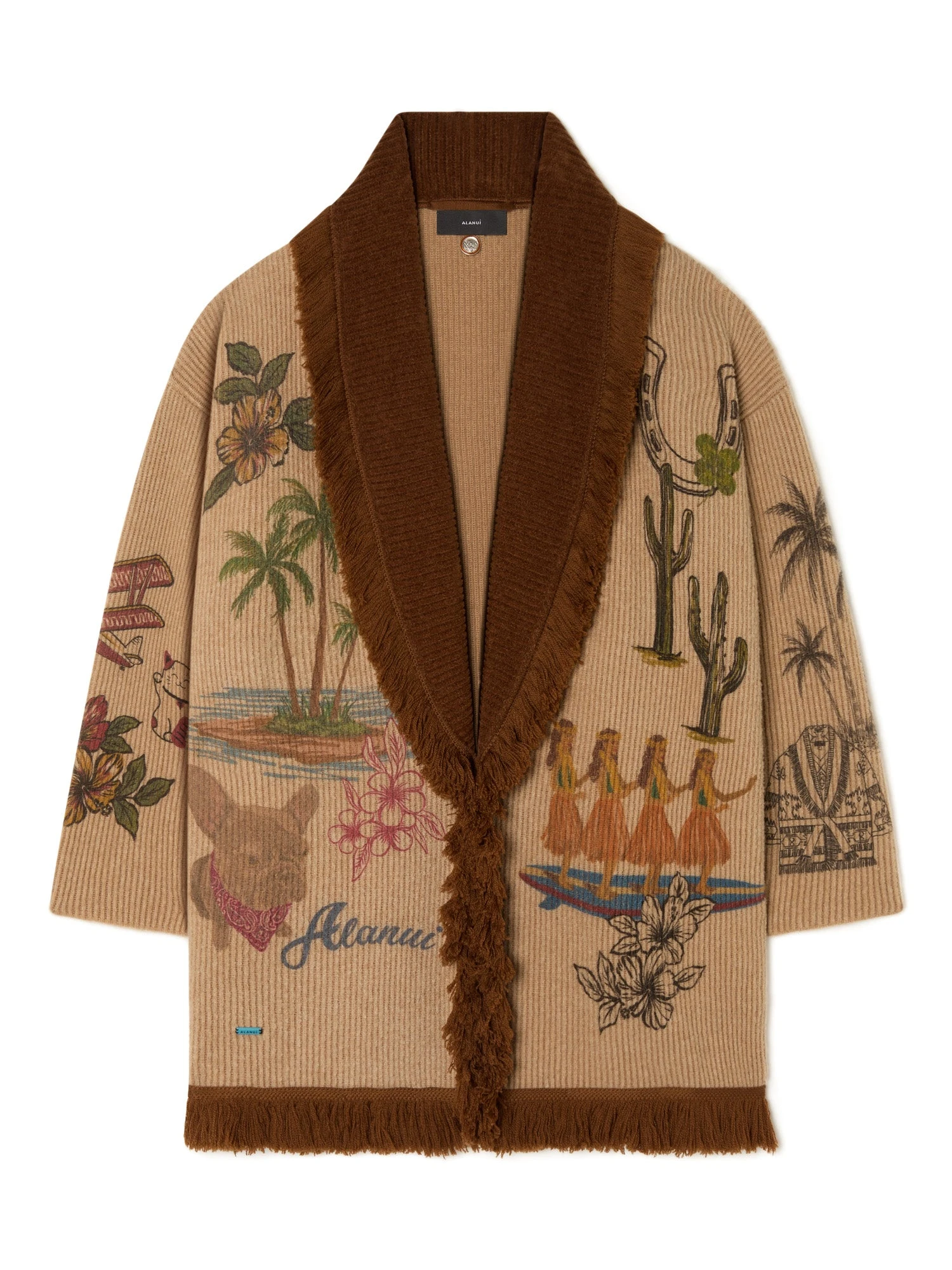 Alanui The Decade Cardigan in Camel and Tabacco Alanui The Decade Cardigan in Camel and Tabacco | Cardigan | Coveti