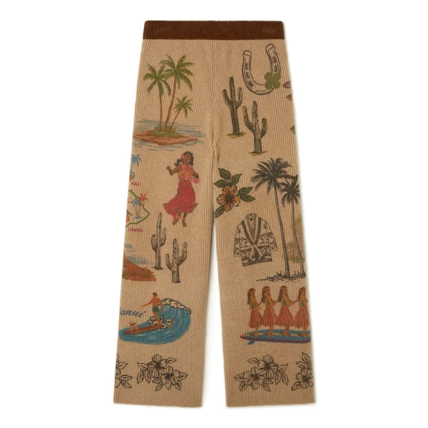 Alanui The Decade Pants in Camel and Tabacco