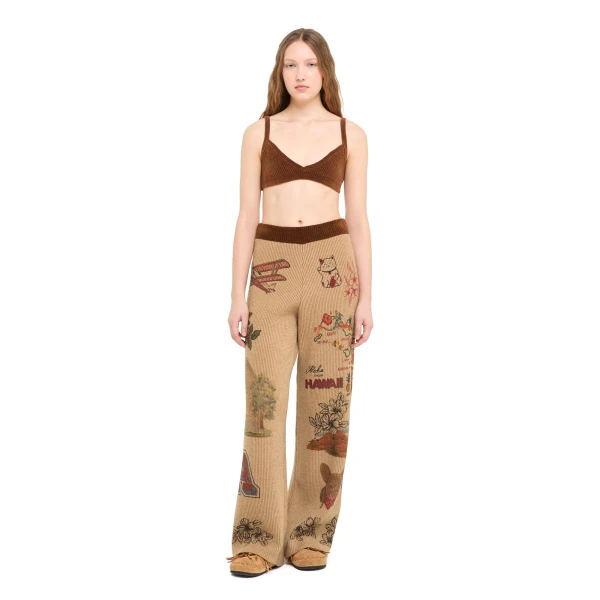 Alanui The Decade Pants in Camel and Tabacco
