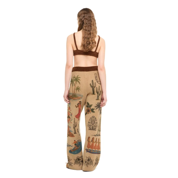 Alanui The Decade Pants in Camel and Tabacco