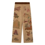 Alanui The Decade Pants in Camel and Tabacco | Wide leg pants | Coveti