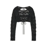 Alanui Time To Shine Top in Charcoal | Cropped Top | Coveti