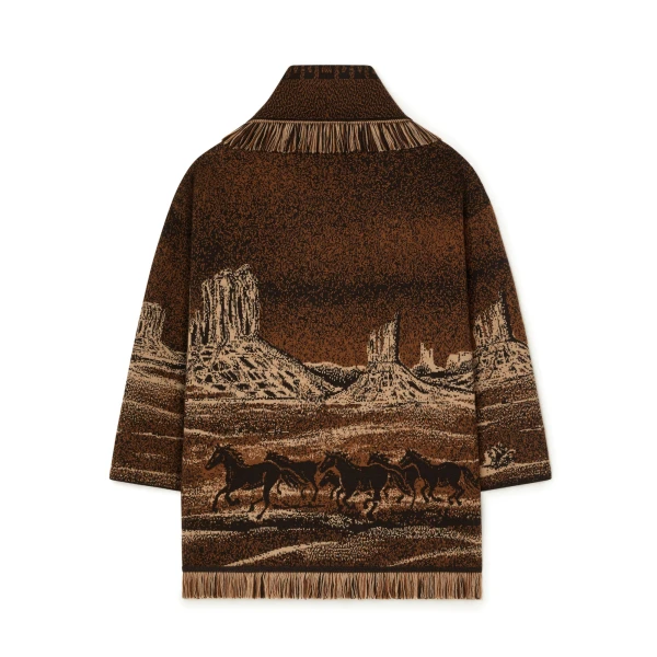 Alanui Wild Wild Cardigan in Coffee Multicolour